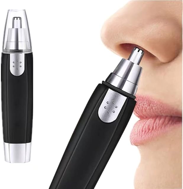 Men's Electric Nose Hair Trimmer Painless Female Eyebrow Trimming, Beard, Ear Hair, etc. Waterproof Lightweight and Easy to Carry Low Noise Easy to Clean (Black Battery Version)