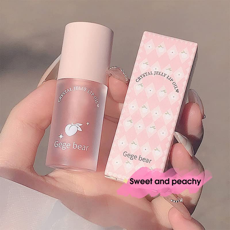 Image of Gege Bear Crystal Jelly Lip Oil : Fruity Lip Gloss for Luscious, Glossy Lips for Women, Clear Transparent Lip Oil with Fruity Essence (3-Pack, Peach)