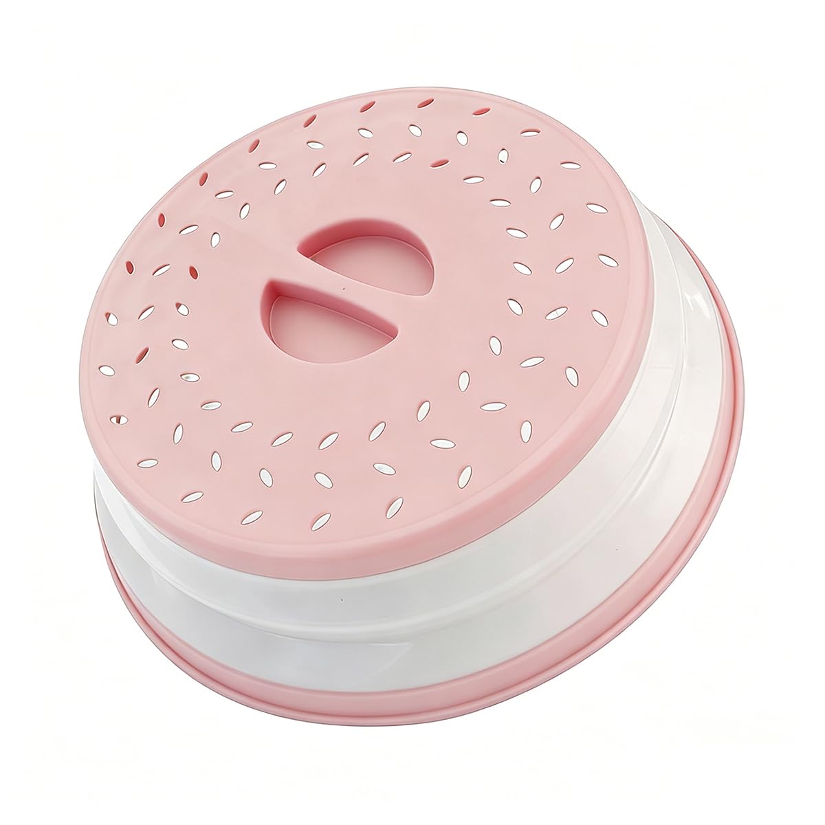 Small Collapsible Microwave Splatter Cover, Microwave Plate Cover With Steam Vent，BPA-Free Silicone & Plastic (Light pink, 8.5IN)