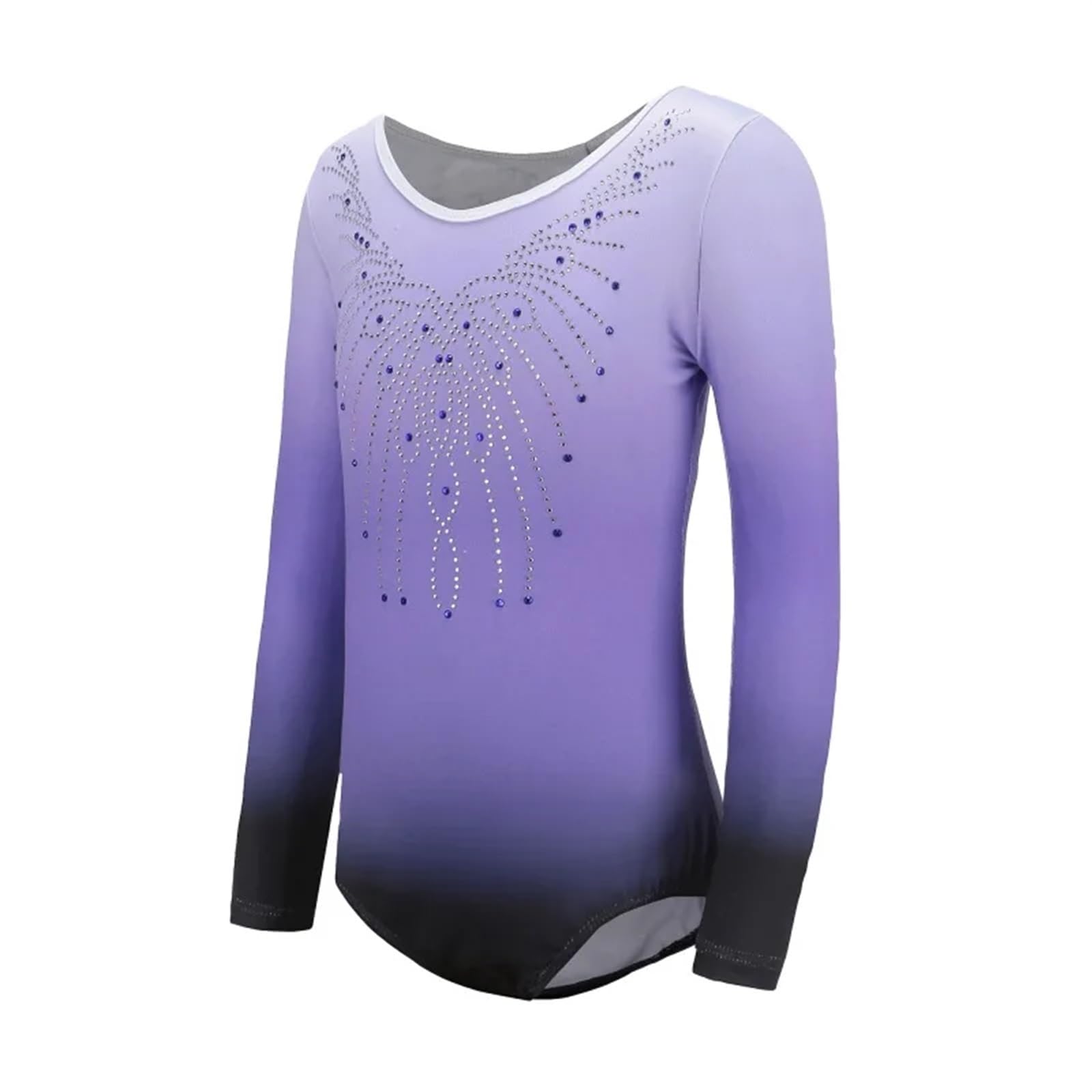 Gymnastikanzug Mädchen Ballettanzug mit Farbverlauf, langärmelig, mit Rautenmuster, Gymnastikkleidung, Tanzbekleidung, Tanztrikot, Kleidung(Color 4,9-10Y)