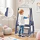 Hominewti Kunststaffelei für Kinder, Kunststaffelei mit Papierrolle, doppelseitiges Whiteboard, Kreidetafel, trocken abwischbar, höhenverstellbar, für Jungen und Mädchen, Geschenke, Blau