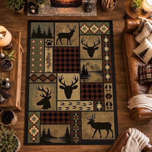 Tapete Deer Rug 3x5 ft con diseño rústico y antideslizante miniatura 2