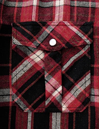 JOGAL Mens Western Pearl Snap Shirts Plaid Lightweight Flannel Shirt Long Sleeve Work Shirts for Men4