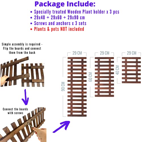 Shoplala Wall Planter – 3 Pack Wooden Hanging Planter For Indoor Plants, Air Plant Succulent Holder, Live Vertical Garden Large Wall Mounted Plant Stand Decor For Christma 15.7 + 23.6 + 35.4 Inch #TOP1