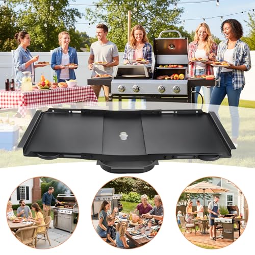 babikeen Ersatz-Fettauffangschale für Gasgrill, Universal Fettschale 24-30 Länge 15,5 Breite, für 3/4/5 Brenner, Einstellbare Grilltropfschale, Rostfest Schwarzes Metall, Einfach Montiert
