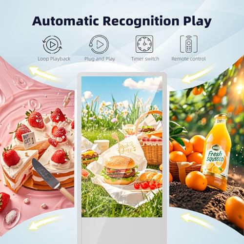Image of MWE Digitaler Kundenstopper mit Touchscreen, 65 Zoll 4K Digitale Werbetafel, Interaktives Digital Signage Display, Stand Up Digital Display mit Android OS fur Werbedisplay, Mieten & Verkauf