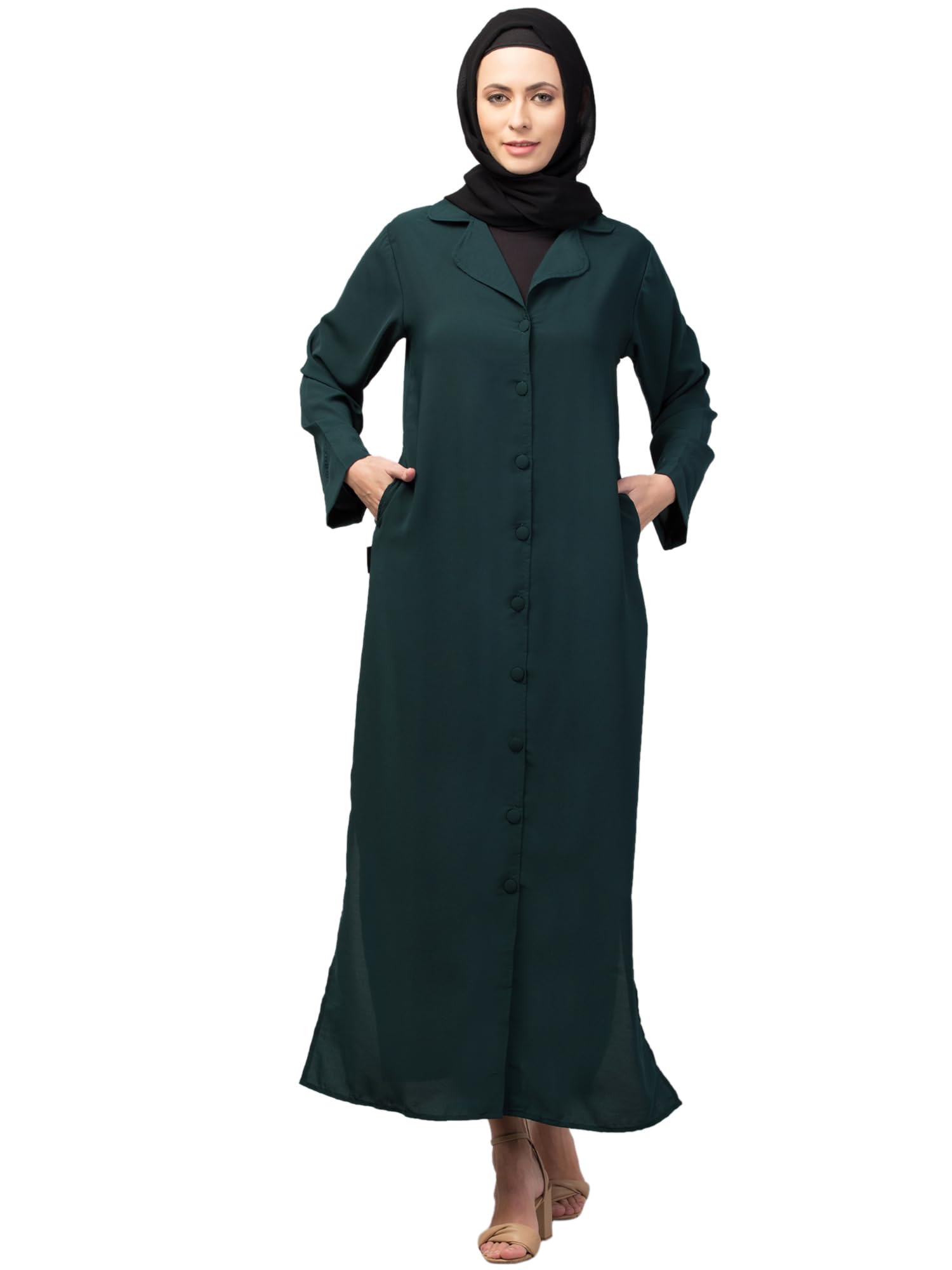 nazneen Front open Coat Collar Self Fabric Button Coat style Abaya/Burqa/Naqab-picture-45