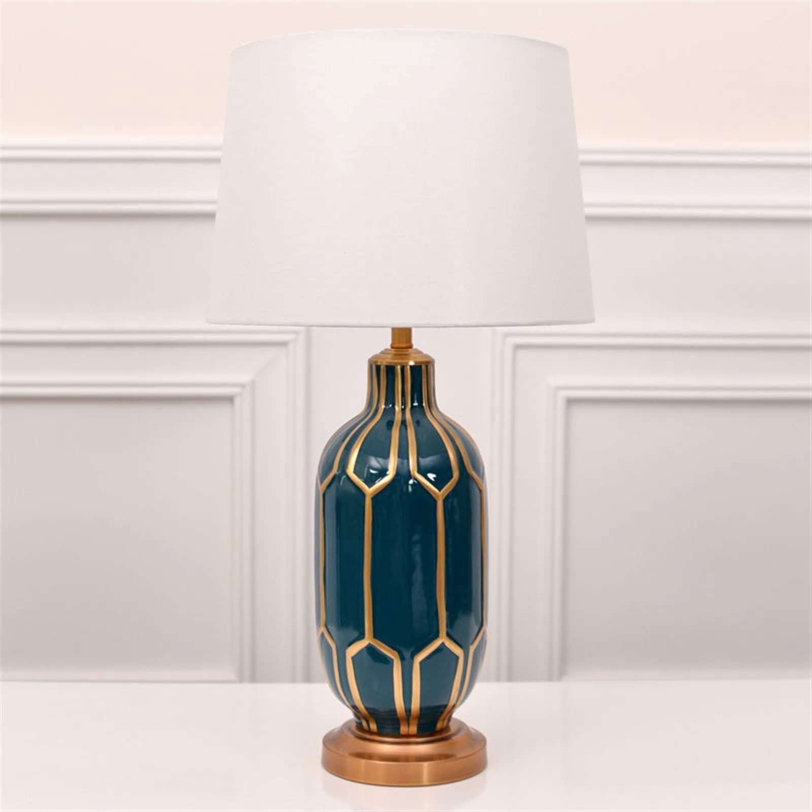 Lampki nocne Amerykańska Lampa Stołowa Sypialnia Lampka Nocna Europejska Luksusowa Sztuka Dekoracja Ceramiczna z Abażurem Tkaninowym Wystrój domu