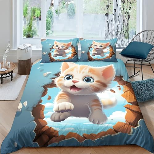 Housse de couette chat idée cadeau parure de lit king size originale et douce - 2