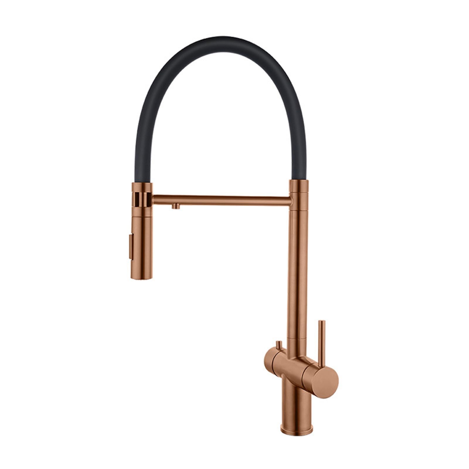 Grifo Osmosis 3 Vias Doble Manija Acero Inoxidable Grifo de Cocina 3 Vias Rotativo-Oro Rosa