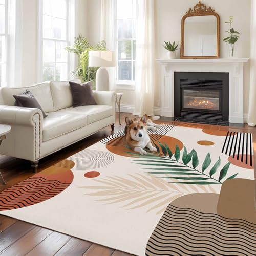 Middle Century Area Rugs 6'x9', Washable Small Throw Rugs for