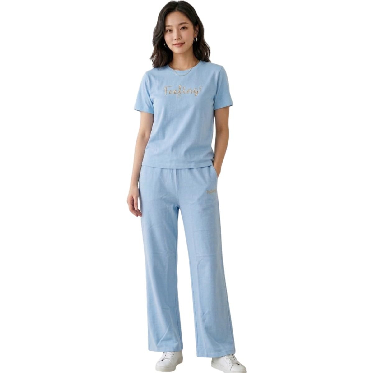 Casual Solid Co-Ord Set| Two Piece Cotton Night Suit for Women| Stylish Summer Regular Fit Round Neck Half Sleeve T-Shirt and Elastic Waist Trouser Set Comfortable for Women & Girls-picture-40