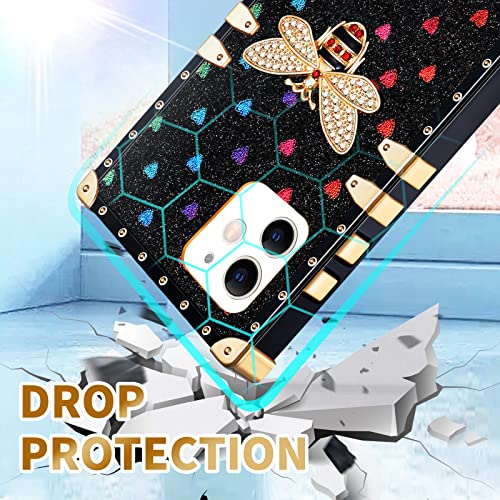 Loheckle For Iphone 11 Case For Women, Designer Square Cases For Iphone 11 With Ring Stand Holder And Lanyard, Cute Design Luxury Bees Squared Edges Cover For Iphone 11 6.1 Inch #TOP5