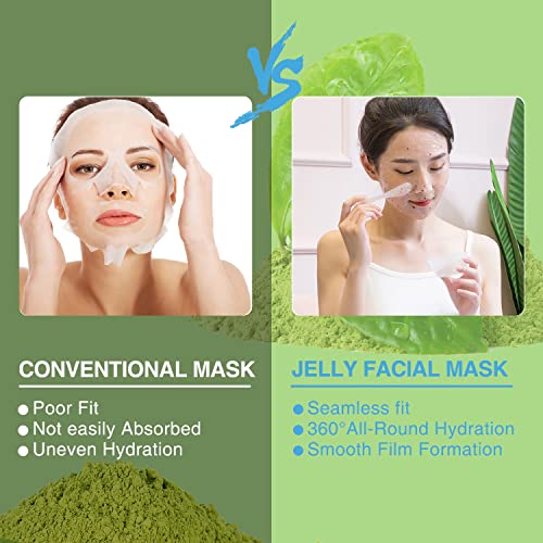 Jelly Masks For Facials Peel Off Moisturizing Jelly Mask Powder Hyaluronic Acid Floral Extract Essence Diy Esthetician Spa Face Skincare Mask (Green Tea Mask) #TOP4