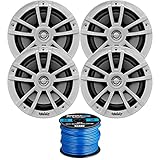 Infinity 6.5インチ マリンスピーカー (4個) OEM交換用スピーカー2組 Enrock 50フィートワイヤー付き (ホワイト) 622MWB