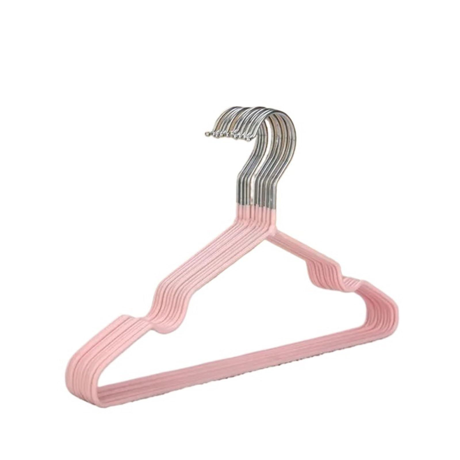 KFGISD, 10PCS Packs Of Metal Hangers Non-slip Rubber-coated Hangers For Coat Pants Closet Tissue Hangers ，Hangers(Pink)