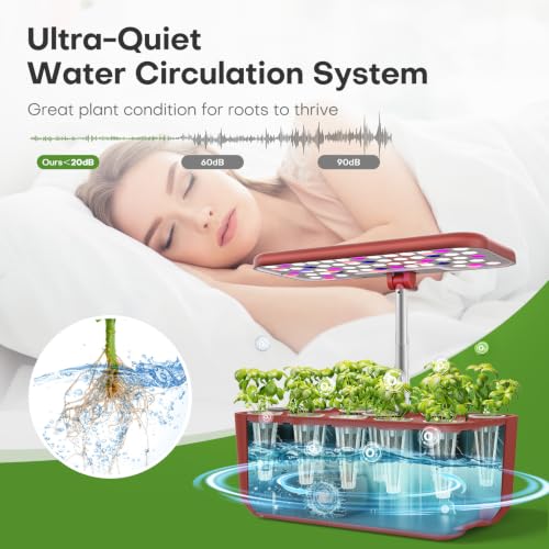 Image of Ahopegarden Hydroponics Growing System: 10 Pods Indoor Herb Garden with LED