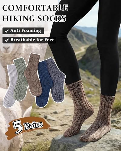 Image of Loritta Wool Socks for Women, Winter Warm Hiking Boot Socks Gifts
