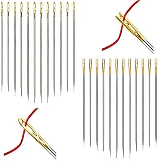 24 Pcs Needles, One Second Easy Thread Self Threading Needles for DIY Needlework Normal Type and Sewing