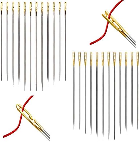 24 Pcs Needles, One Second Easy Thread Self Threading Needles for DIY Needlework Normal Type and Sewing
