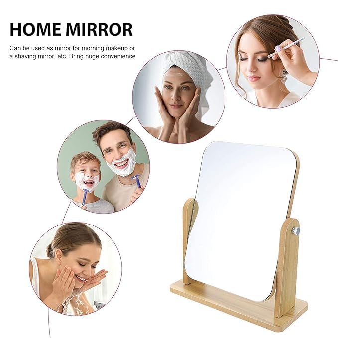 draval Wooden Tabletop Mirror for Office Desk β Simple Grooming Mirror for Daily Use 3