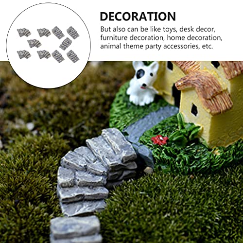 Sewroro 10Pcs Miniature Stone Steps Micro Resin Path Stairs Miniature Garden Stairs Accessories Micro Landscape Decoration #TOP1