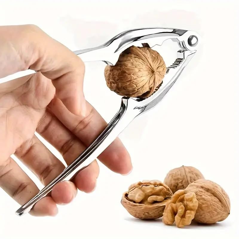 Cascanueces, Cascanueces de Metal, Abrenueces con Mango Antideslizante, Pinza Multifuncional, Apto para diferentes tamaños de nueces, Acero inoxidable, 15 cm