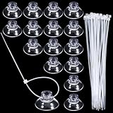 Vin Beauty 15 Stück Saugnapf Aquarium Saugnäpfe mit 30 Kabelbindern, Aquarium Saugnapf für Schläuche, Pflanzenhalter, Gummipuffer für Moos, Garnelennest, Glastischplatten