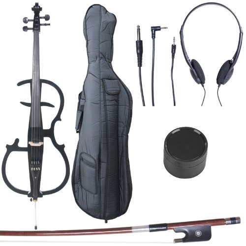Cecilio Ceco-2Bk Ebony Electric Silent Metallic Black Cello In Style 2, Size 4/4 (Full Size) #TOP2