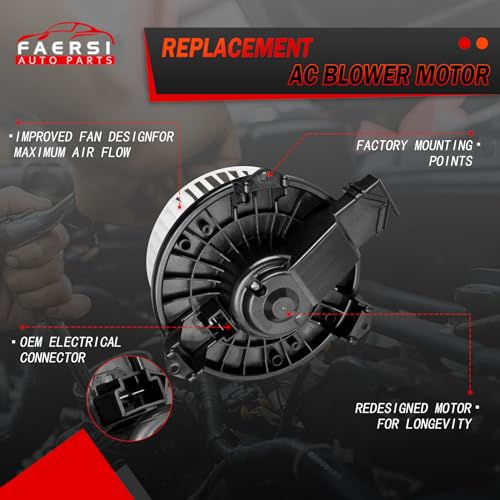 FAERSI HVAC Plastic Hater Blower Motor with Fan Cage Compatible with 2007-2013 Acura MDX, 2007-2012 Acura RDX, 2007-2017 Lincoln MKX, 2007-2017 Edge, 2011-2013 Wrangler, 2009-2014 Acura TL TSX 700203 - Thumbnail 3