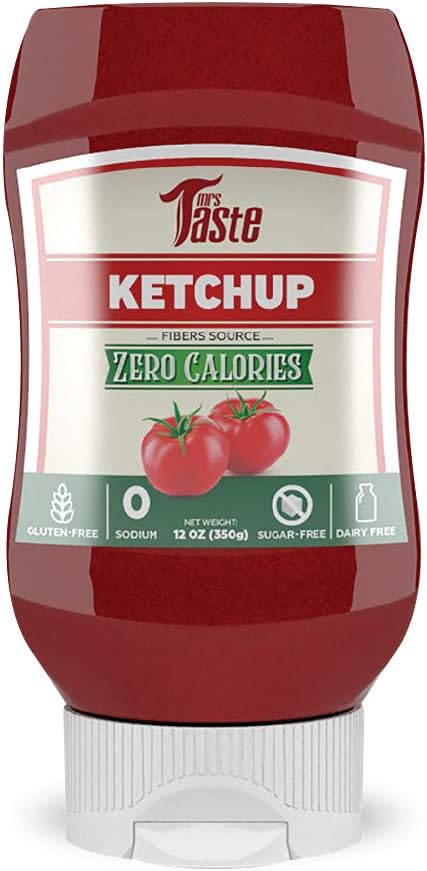 Mrs Taste Sugar Free Ketchup, Zero Calories, Zero Sodium, Zero Sugar, High Fiber, Keto Friendly, Paleo Friendly, Condiments and Sauces (12 oz, Ketchup)