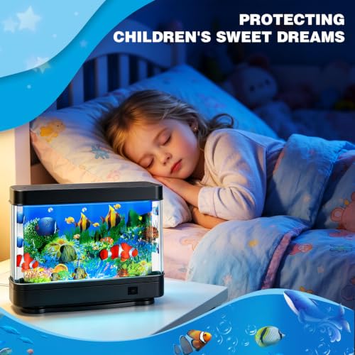 Image of Fake Fish Tank,Virtual Ocean Moving Fish lamp,Fake Aquarium Decor