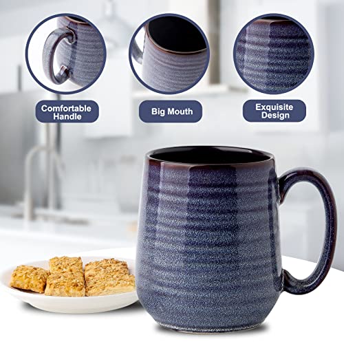 Hasense Ceramic 15 Ounce Coffee Mugs Set,Coffee Cups Set Of 6 With Handle,Purple Mug For Home And Kitchen,Porcelain Cups For Cocoa,Coffee,Tea #TOP4