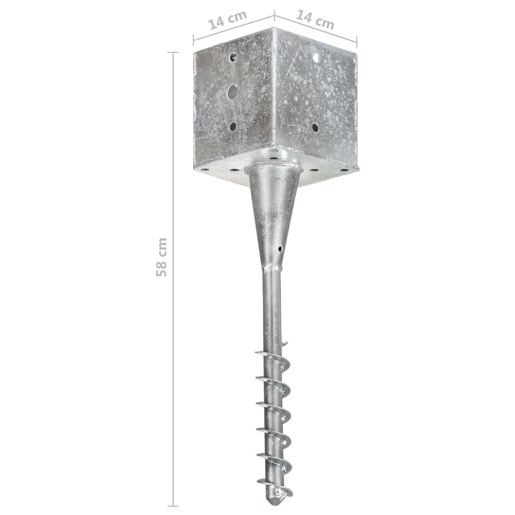 Estacas de suelo (6 piezas, 14 x 14 x 58 cm, acero galvanizado, para jardín, vallas, camping