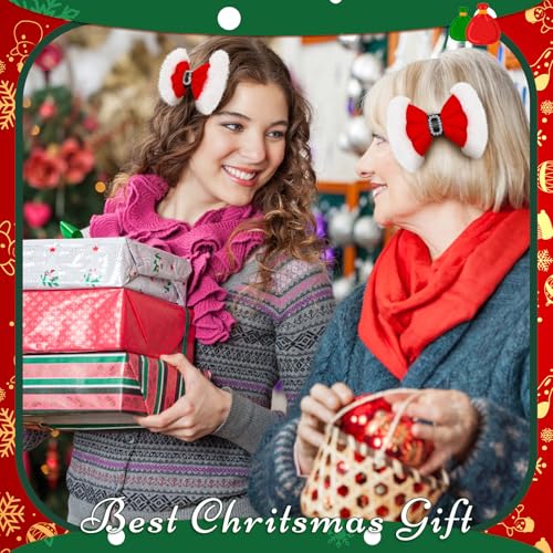 Suncalla 6 Pcs Moños Navideños para el Cabello Clips Santa Claus Accesorios para Mujeres con Lazo de Terciopelo Rojo con Brillo y Pedrería miniatura 5