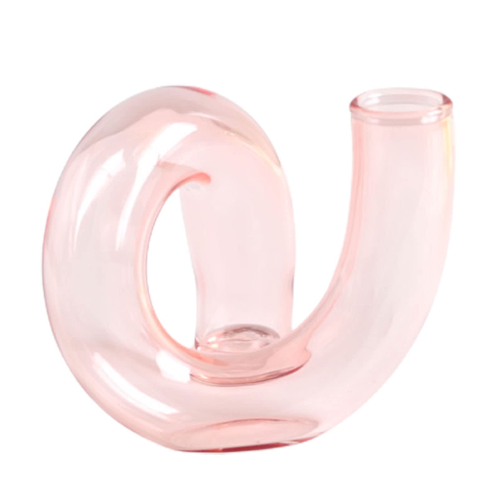 lulalula Clear Glass Twisted Vase, Whimsical Flower Vase, Spiral Glass Vase, Decorative Glass Flower Vase for Floral Arrangements, Weddings, Home Decor or Office (Pink)