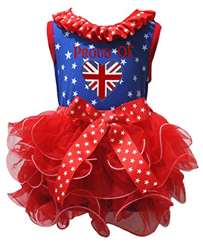 Conjunto de falda de pétalos rojos con camiseta de corazón británico para niña