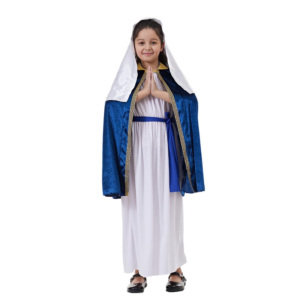 EraSpooky Costume da Vergine Maria per bambine con personaggi biblici, abiti per presepe per bambini