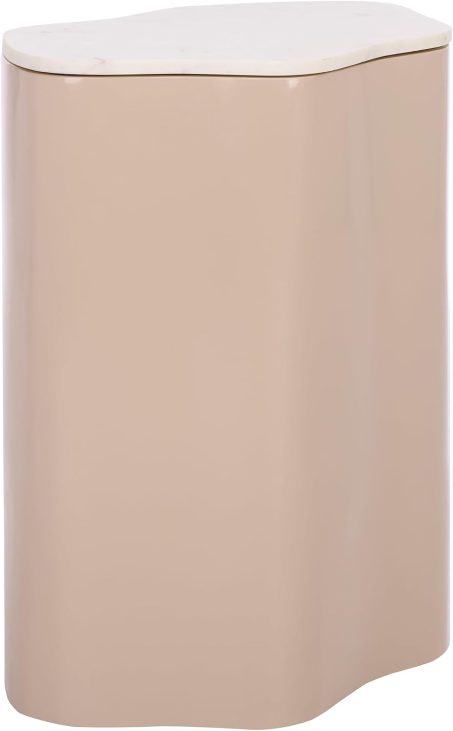 SAFAVIEH Home Collection – Kanon Taupe Base & White Marble Top Accent Table, Sculptural Modern Design, Fully Assembled (ACC3235A)