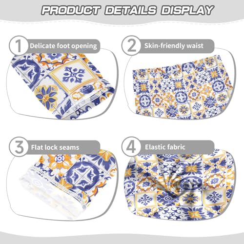 ALAZA Girls' Leggings Children's Yoga Pants Skinny Printed Dance Blue and Orange Moroccan Comfortable 4T2