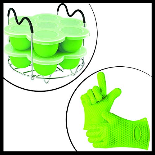 Silicone Egg Bites Molds and Steamer Rack Trivet with Handles | Heat Resistant
