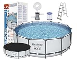 piscina bestway redonda acero Piscina, bomba de filtro (220-240 V), cargador de seguridad, cubierta, compatible con cartucho 58012(III) 220-240 V