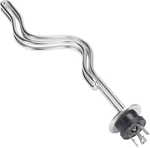 Miniatura 6 de DERNORD Calentador de agua de inmersión de acero inoxidable con elemento calefactor de ondulación de triple abrazadera de 240 V 4500 W con enchufe