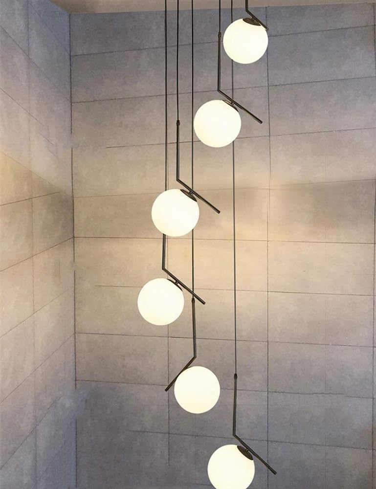 ASerZenith Multi-Lights Long Staircase Pendant Light Villa Luxury Staircase Chandelier Villa Long Luxury Staircase Ceiling Lighting,Onecolor-6 Lights