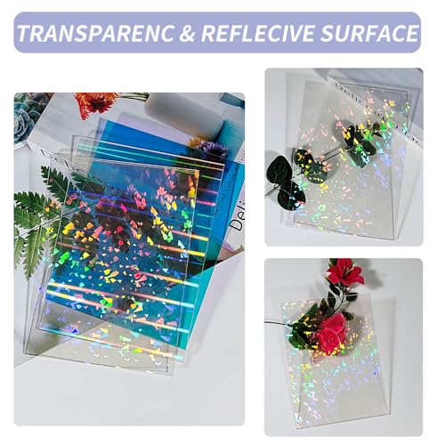 Image of TOEPODO Iridescent Holographic Acrylic Sheets Sparkle Aurora Plexiglass Sheets PMMA Cast Acrylic Sheets for Laser Cutting DIY Crafts /Home Deco(3, Dazzling Blue+Cullet +Aurora, 8x12 inch)