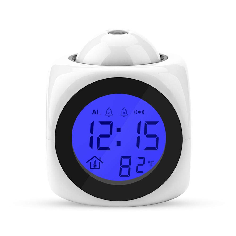 Proyector LCD reloj despertador digital LED con tiempo para mesita de noche