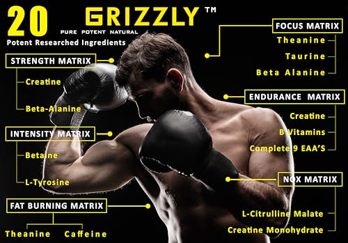 Image of Grizzly Nutrition True Legend Olympian Grade 450 Grams+30Gr Energy Caffeine Pack Pre Workout Powder Supplement for Men & Women, Focus & Muscle Pump Formula with L-Citrulline, Beta Alanine, Creatine & Caffeine Pack, Citrulline, Theanine, EAA +21 Power Boosters, Watermelon Tequila, Lab Researched Formula