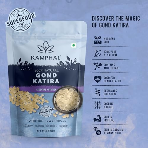 Image of Kamphal Gond Katira - 300g | Premium Handpicked Almond Gum (Badam Pisin) | Raw, Unbleached & Therapeutic-Grade | Natural Ayurvedic Coolant for Gut, Skin & Hormonal Harmony