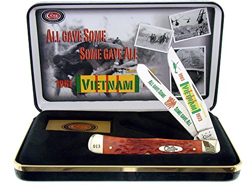 Case Cutlery CAT-VIET Trapper Red Bone Stainless Steel Blades Gift Tin
