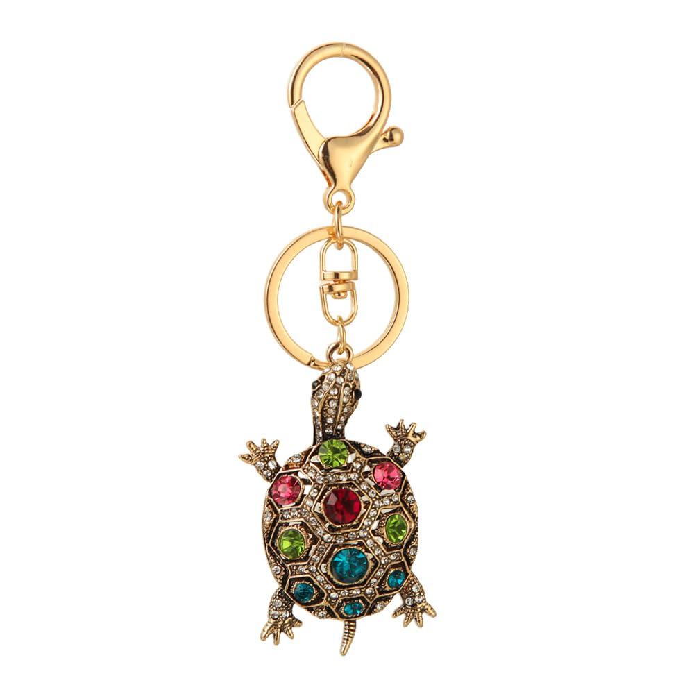 Arfuka Unisex Multicolor Keyring Turtle Pendant Keychain Rhinestone Crystal Keyring Car Key Chain Key Holder Handbag Purse Charm, Gift Ideas For Her And Him, Gift Exchange Ideas